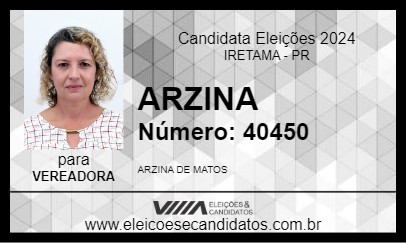 Candidato ARZINA 2024 - IRETAMA - Eleições