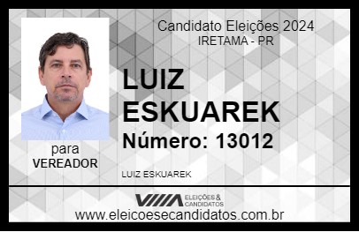 Candidato LUIZ ESKUAREK 2024 - IRETAMA - Eleições