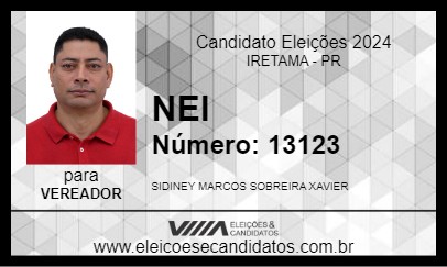 Candidato NEI 2024 - IRETAMA - Eleições