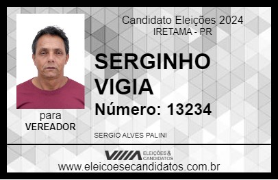 Candidato SERGINHO VIGIA 2024 - IRETAMA - Eleições