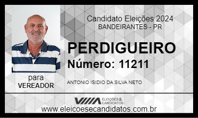 Candidato PERDIGUEIRO 2024 - BANDEIRANTES - Eleições