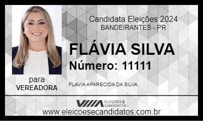 Candidato FLÁVIA SILVA 2024 - BANDEIRANTES - Eleições