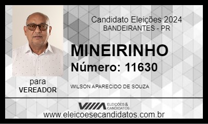 Candidato MINEIRINHO 2024 - BANDEIRANTES - Eleições