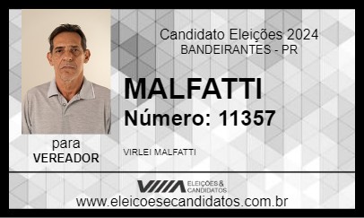 Candidato MALFATTI 2024 - BANDEIRANTES - Eleições