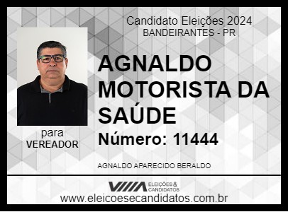 Candidato AGNALDO BERALDO 2024 - BANDEIRANTES - Eleições