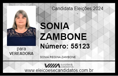 Candidato SONIA ZAMBONE 2024 - BANDEIRANTES - Eleições