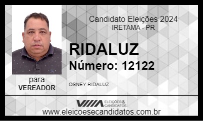 Candidato RIDALUZ 2024 - IRETAMA - Eleições