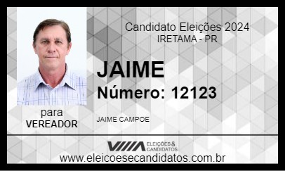 Candidato JAIME 2024 - IRETAMA - Eleições