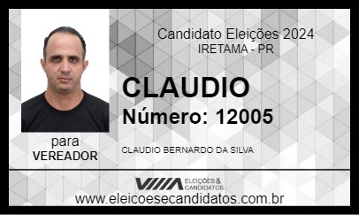 Candidato CLAUDIO 2024 - IRETAMA - Eleições