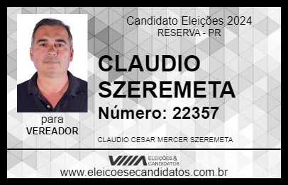 Candidato CLAUDIO SZEREMETA 2024 - RESERVA - Eleições