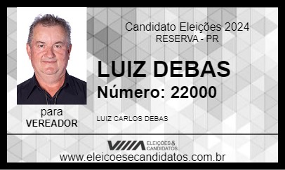 Candidato LUIZ DEBAS 2024 - RESERVA - Eleições