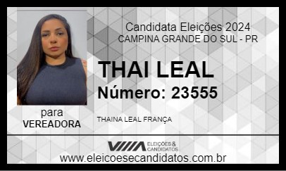 Candidato THAI LEAL 2024 - CAMPINA GRANDE DO SUL - Eleições