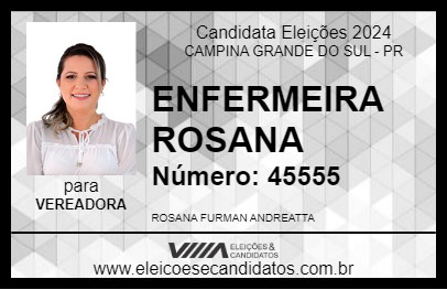 Candidato ENFERMEIRA ROSANA 2024 - CAMPINA GRANDE DO SUL - Eleições