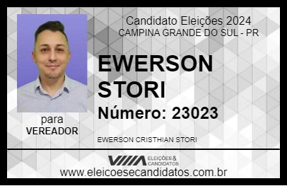 Candidato EWERSON STORI 2024 - CAMPINA GRANDE DO SUL - Eleições