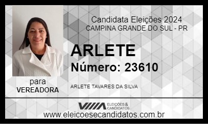 Candidato ARLETE 2024 - CAMPINA GRANDE DO SUL - Eleições