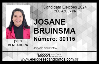 Candidato JOSANE BRUINSMA 2024 - CÉU AZUL - Eleições