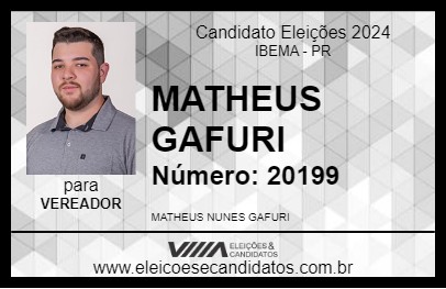 Candidato MATHEUS GAFURI 2024 - IBEMA - Eleições