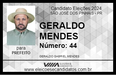 Candidato GERALDO MENDES 2024 - SÃO JOSÉ DOS PINHAIS - Eleições