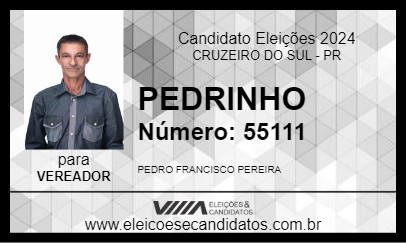 Candidato PEDRINHO 2024 - CRUZEIRO DO SUL - Eleições