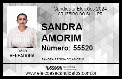 Candidato SANDRA AMORIM 2024 - CRUZEIRO DO SUL - Eleições