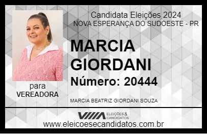 Candidato MARCIA GIORDANI 2024 - NOVA ESPERANÇA DO SUDOESTE - Eleições