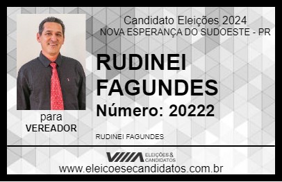 Candidato RUDINEI FAGUNDES 2024 - NOVA ESPERANÇA DO SUDOESTE - Eleições