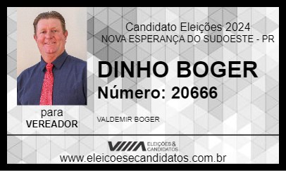 Candidato DINHO BOGER 2024 - NOVA ESPERANÇA DO SUDOESTE - Eleições