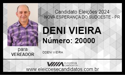 Candidato DENI VIEIRA 2024 - NOVA ESPERANÇA DO SUDOESTE - Eleições