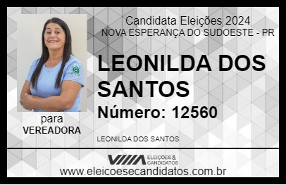 Candidato LEONILDA DOS SANTOS 2024 - NOVA ESPERANÇA DO SUDOESTE - Eleições