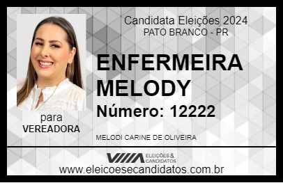 Candidato ENFERMEIRA MELODY 2024 - PATO BRANCO - Eleições