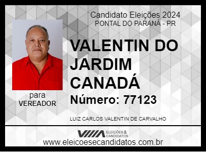 Candidato VALENTIN DO JARDIM CANADÁ 2024 - PONTAL DO PARANÁ - Eleições