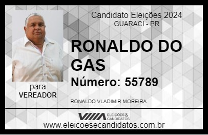 Candidato RONALDO DO GAS 2024 - GUARACI - Eleições