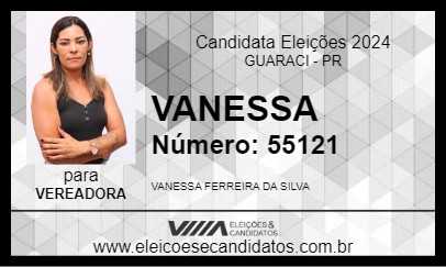 Candidato VANESSA 2024 - GUARACI - Eleições