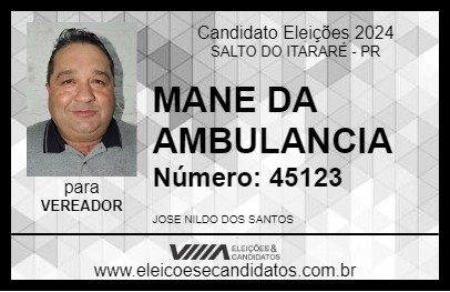 Candidato MANÉ 2024 - SALTO DO ITARARÉ - Eleições