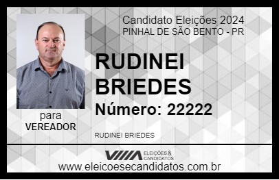 Candidato RUDINEI BRIEDES 2024 - PINHAL DE SÃO BENTO - Eleições