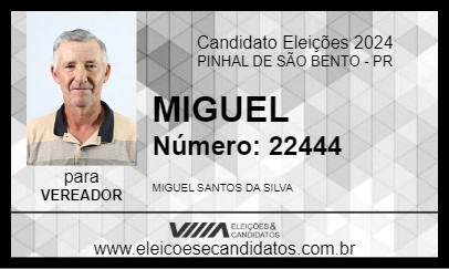 Candidato MIGUEL 2024 - PINHAL DE SÃO BENTO - Eleições