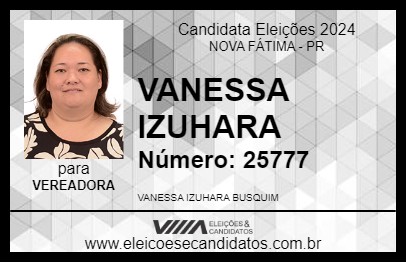 Candidato VANESSA IZUHARA 2024 - NOVA FÁTIMA - Eleições