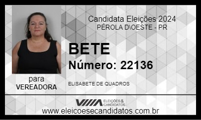 Candidato BETE 2024 - PÉROLA D\OESTE - Eleições