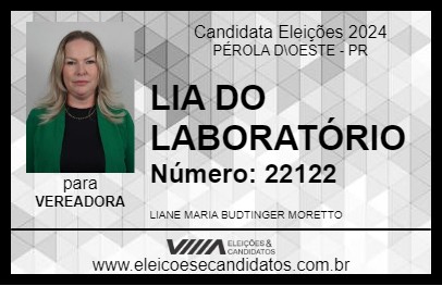 Candidato LIA DO LABORATÓRIO 2024 - PÉROLA D\OESTE - Eleições