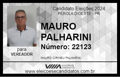 Candidato MAURO PALHARINI 2024 - PÉROLA D\OESTE - Eleições