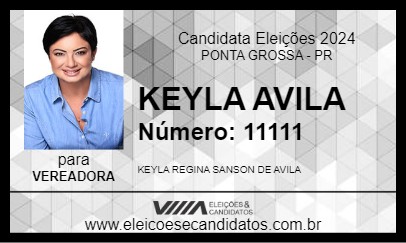 Candidato KEYLA AVILA 2024 - PONTA GROSSA - Eleições