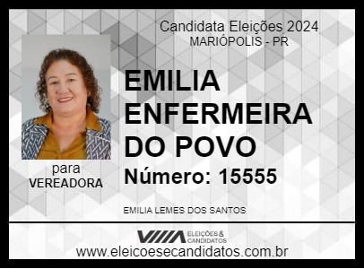 Candidato EMILIA ENFERMEIRA DO POVO 2024 - MARIÓPOLIS - Eleições