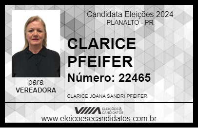 Candidato CLARICE PFEIFER 2024 - PLANALTO - Eleições