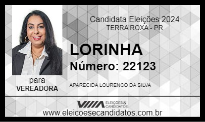 Candidato LORINHA 2024 - TERRA ROXA - Eleições