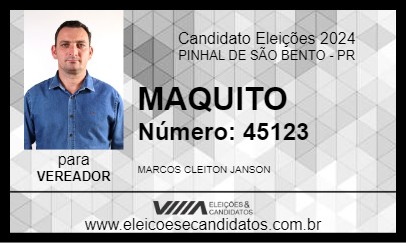 Candidato MAQUITO 2024 - PINHAL DE SÃO BENTO - Eleições