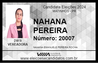 Candidato NAHANA PEREIRA 2024 - MATINHOS - Eleições