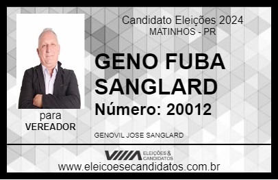 Candidato GENO FUBA SANGLARD 2024 - MATINHOS - Eleições