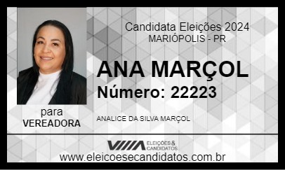 Candidato ANA MARÇOL 2024 - MARIÓPOLIS - Eleições