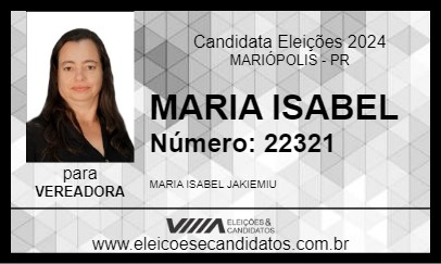 Candidato MARIA ISABEL 2024 - MARIÓPOLIS - Eleições