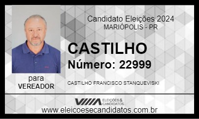 Candidato CASTILHO 2024 - MARIÓPOLIS - Eleições